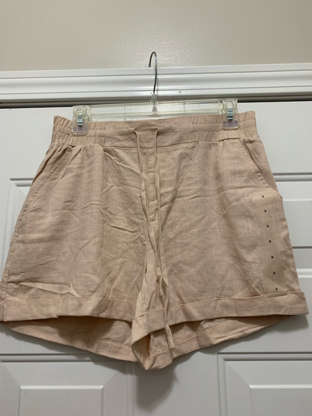 3/$15 NWOT Como Vintage Linen Blend Drawstring Shorts in Light Peach Size Small